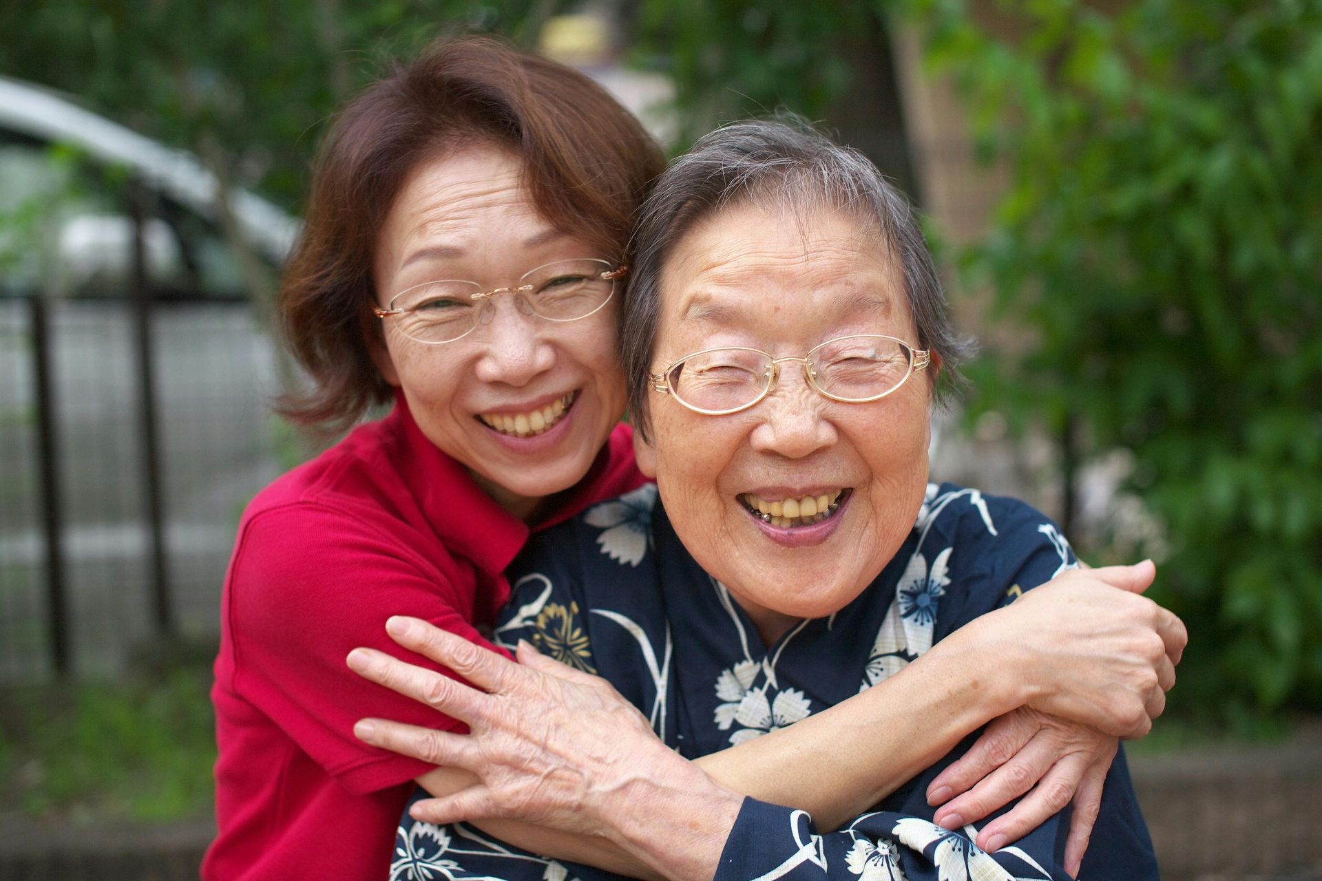 A carer relaxing in a peaceful garden